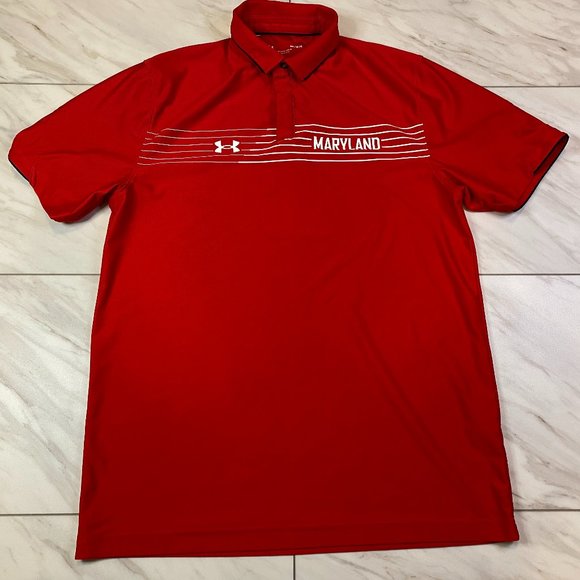 Under Armour University of Maryland Golf Polo Red Terps Medium M - Picture 2 of 6